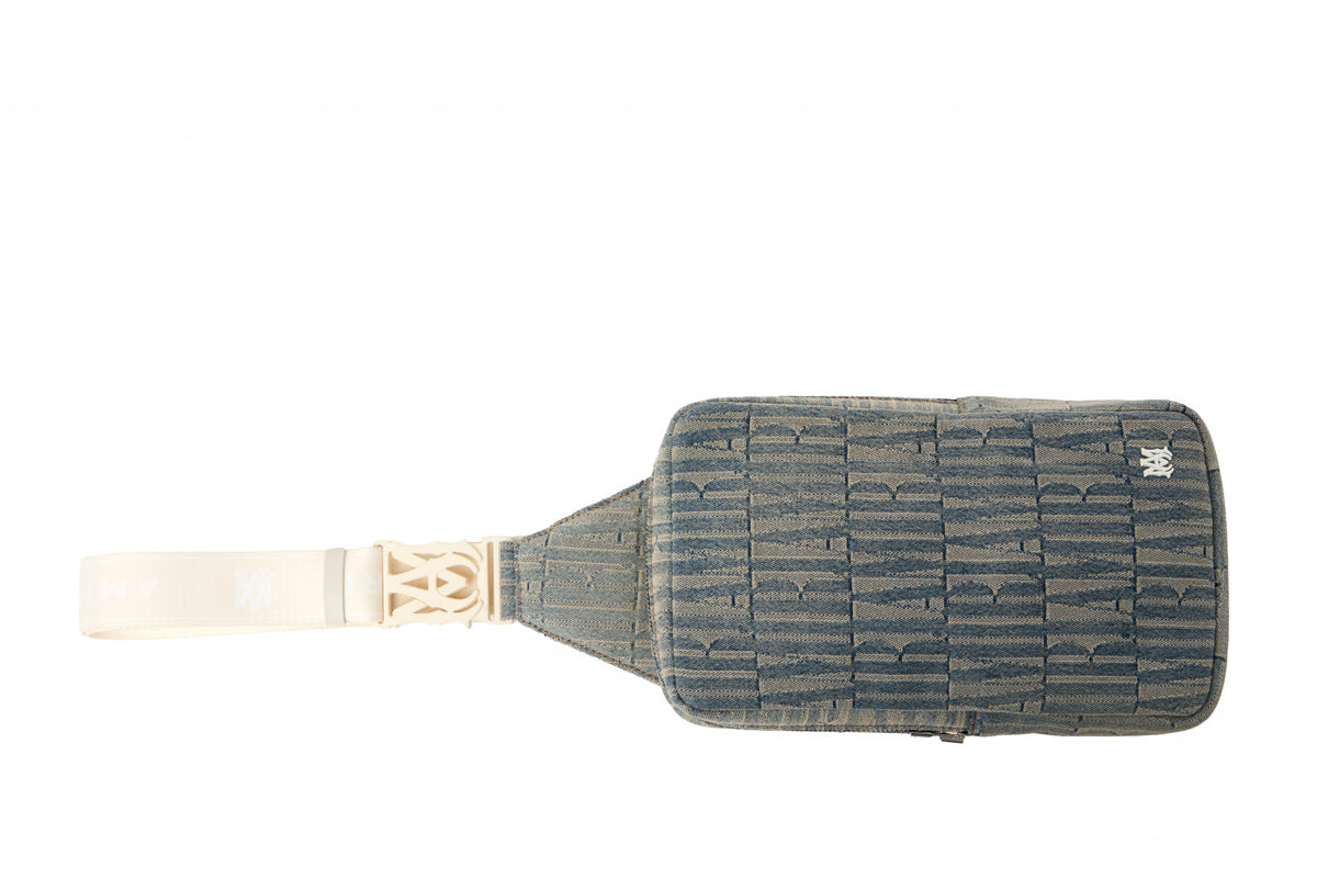 AMIRI JACQUARD DENIM SLING BAG