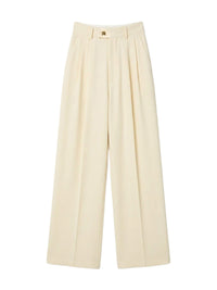 Pantalon à jambes larges et à doubles plis - Alabaster