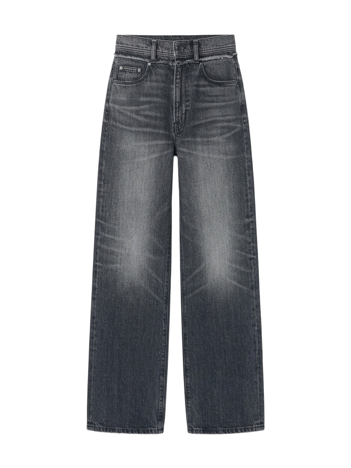 DOUBLE WAISTBAND WIDE LEG JEAN