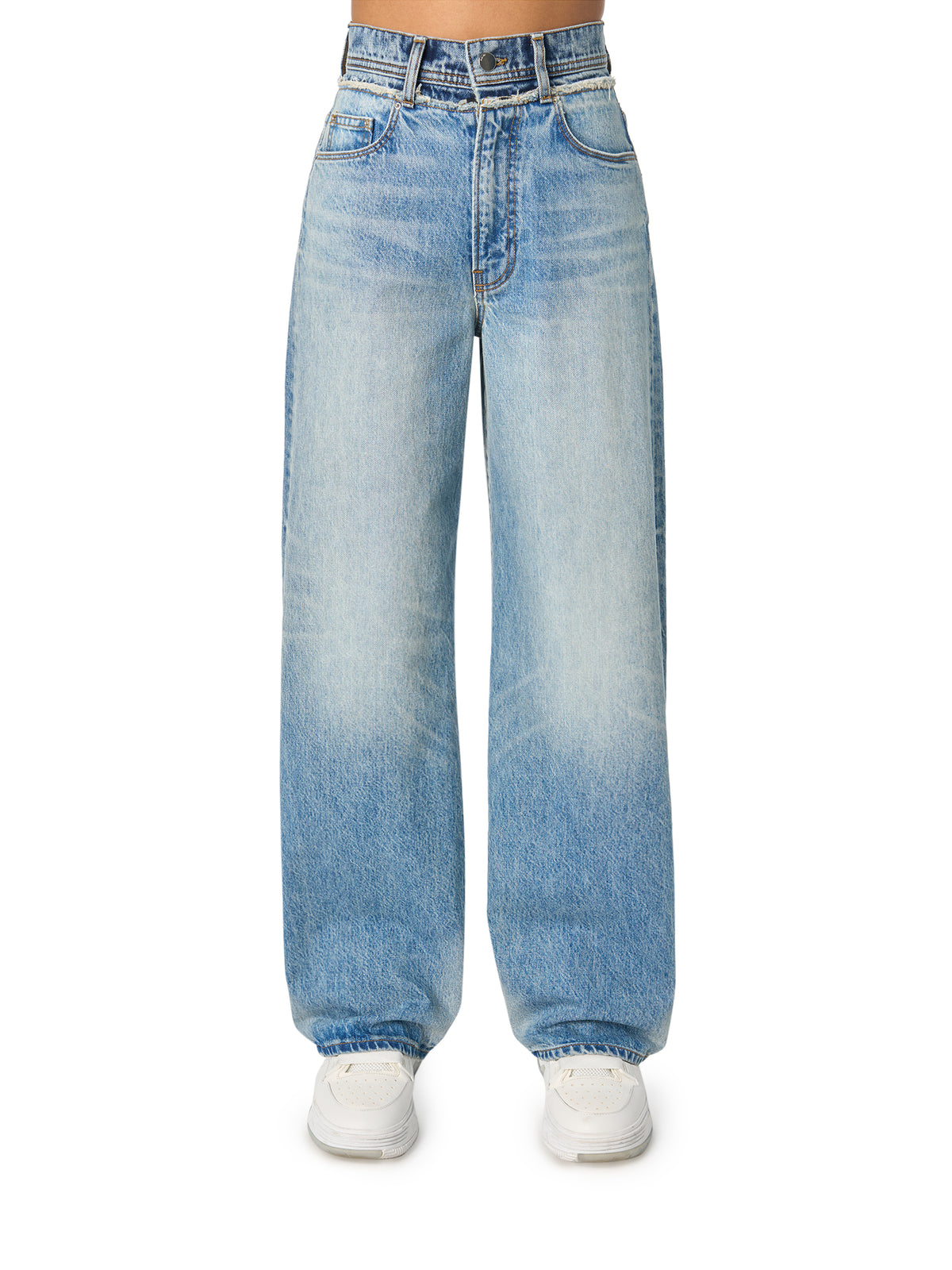 DOUBLE WAISTBAND WIDE LEG JEAN