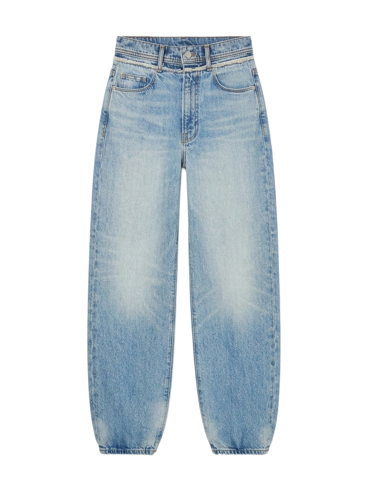DOUBLE WAISTBAND WIDE LEG JEAN