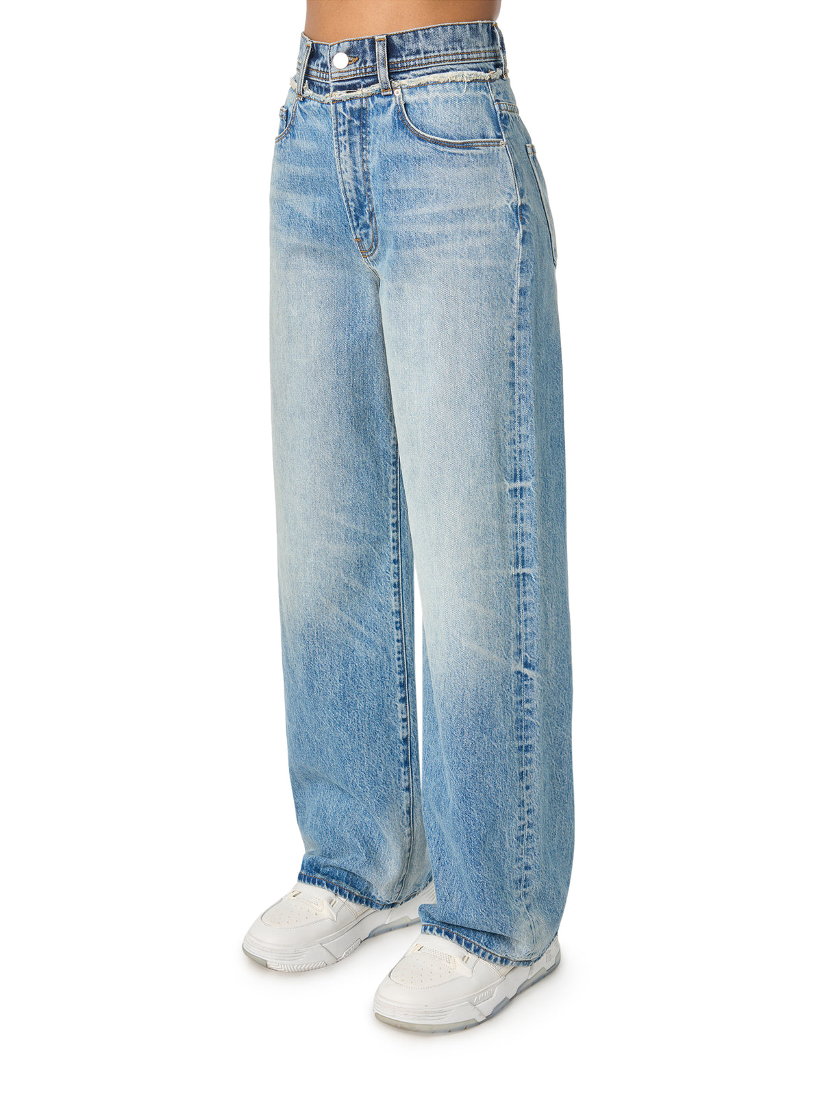 DOUBLE WAISTBAND WIDE LEG JEAN