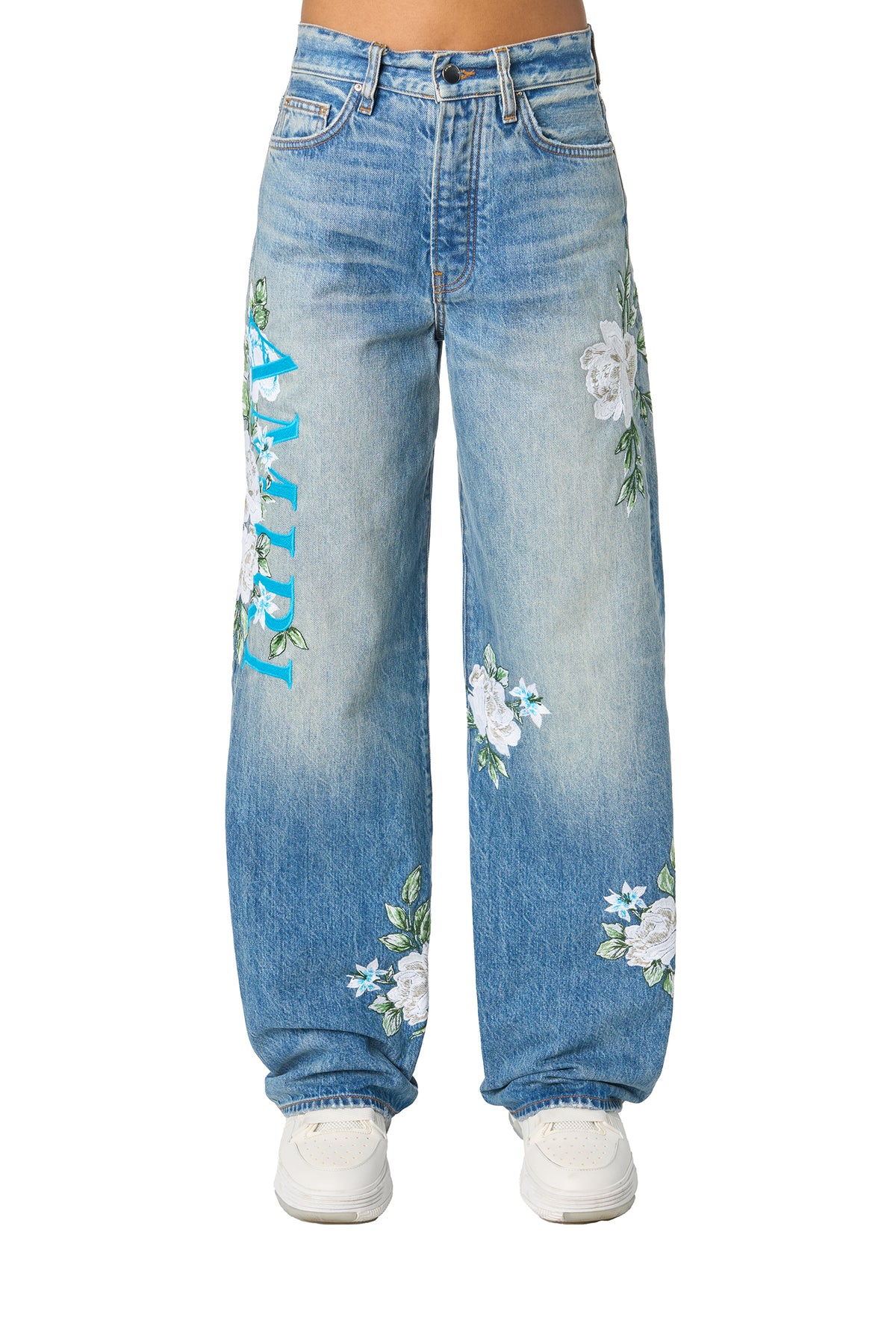 AMIRI FLORAL WIDE LEG JEAN