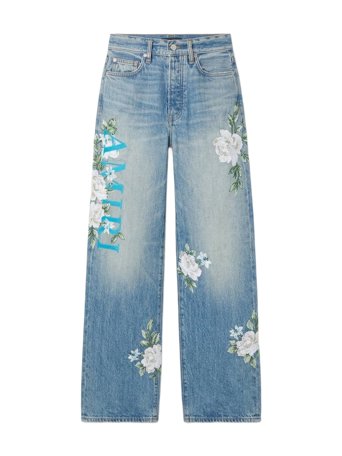 AMIRI FLORAL WIDE LEG JEAN