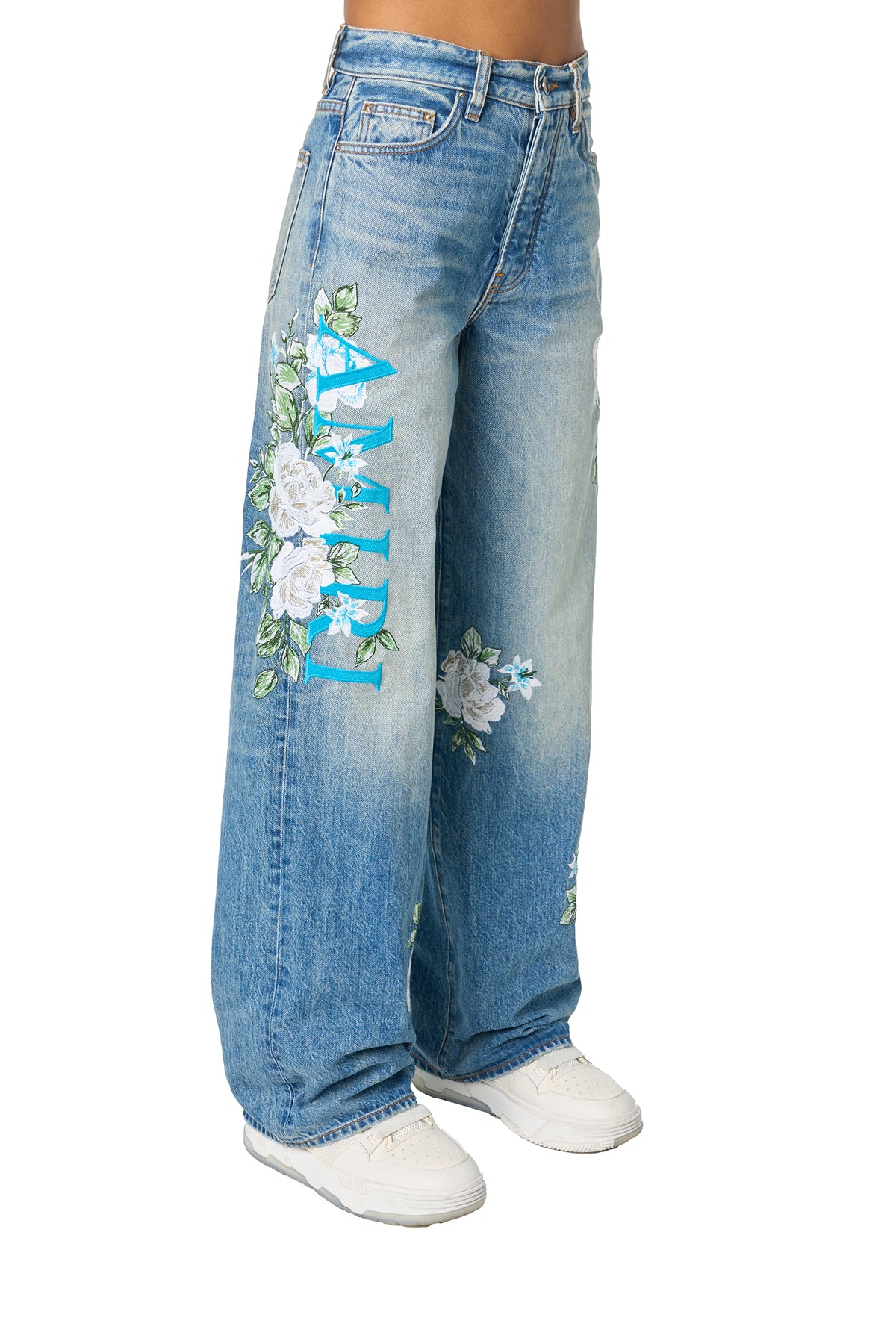 AMIRI FLORAL WIDE LEG JEAN