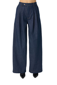 INDIGO WIDE LEG DBL PLT PANT