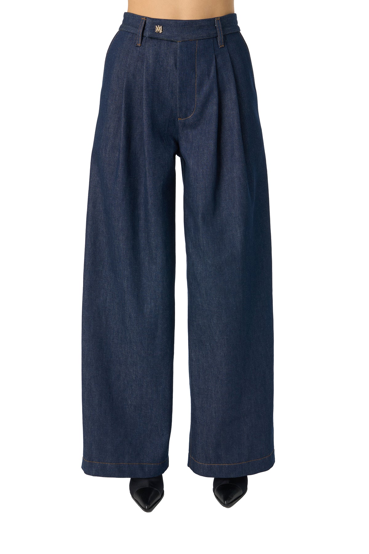 INDIGO WIDE LEG DBL PLT PANT