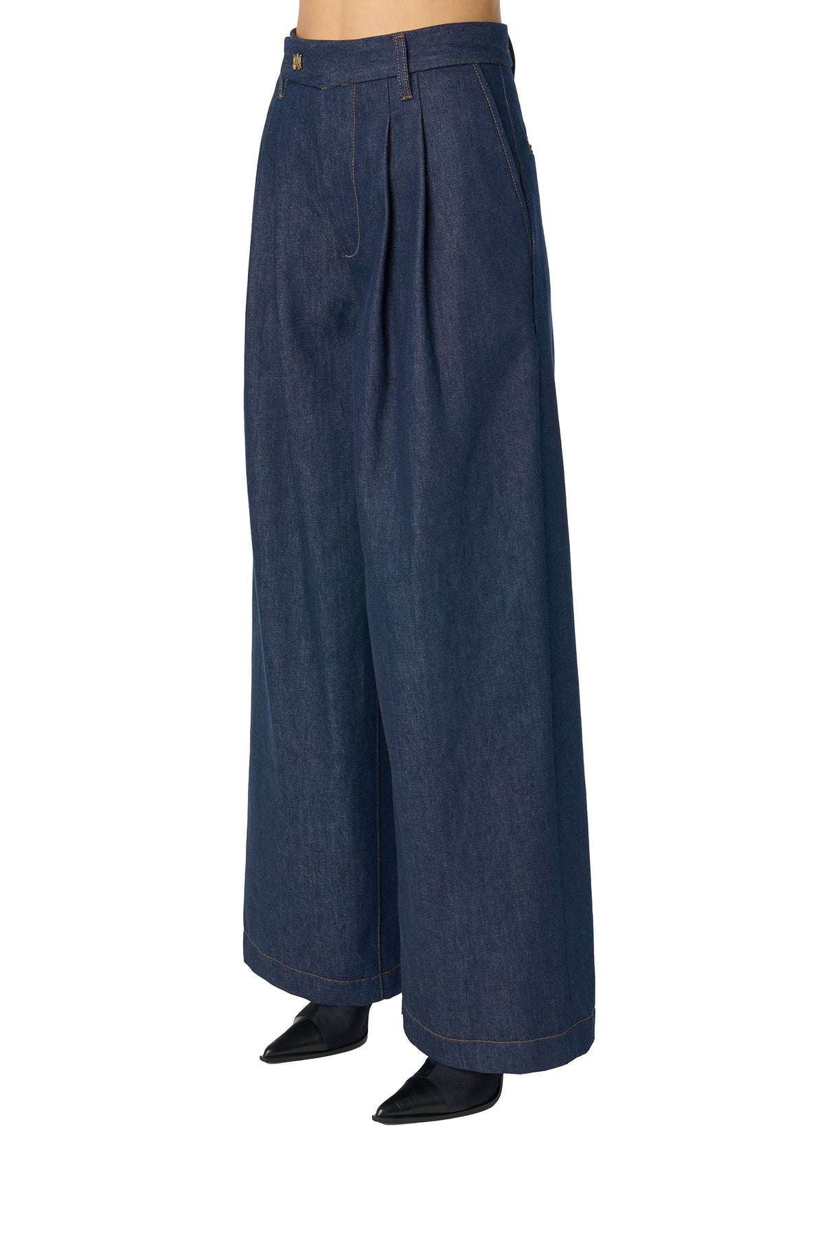 INDIGO WIDE LEG DBL PLT PANT