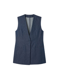 RAW INDIGO COLLARLESS VEST