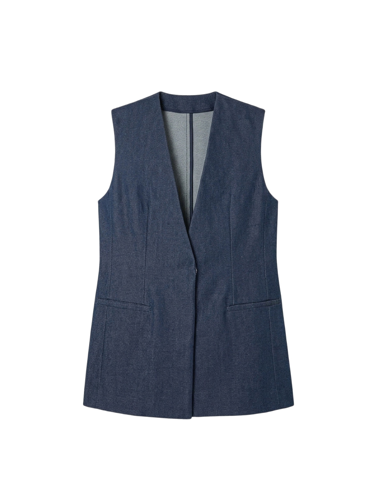 RAW INDIGO COLLARLESS VEST