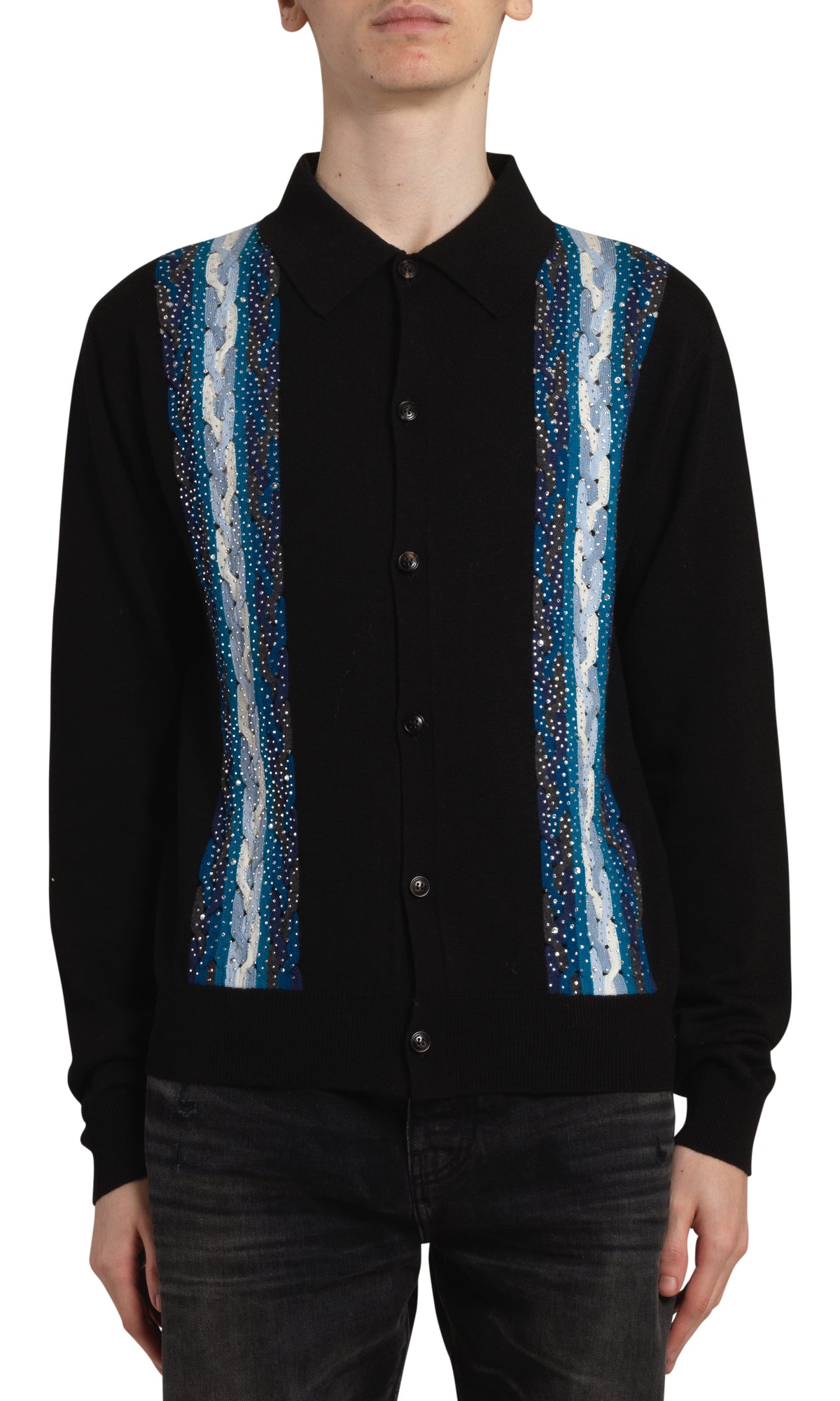 CRYSTAL CABLE KNIT L/S POLO