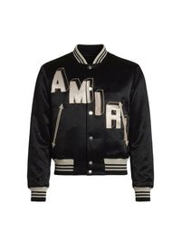 SATIN CROPPED VARSITY JACKET