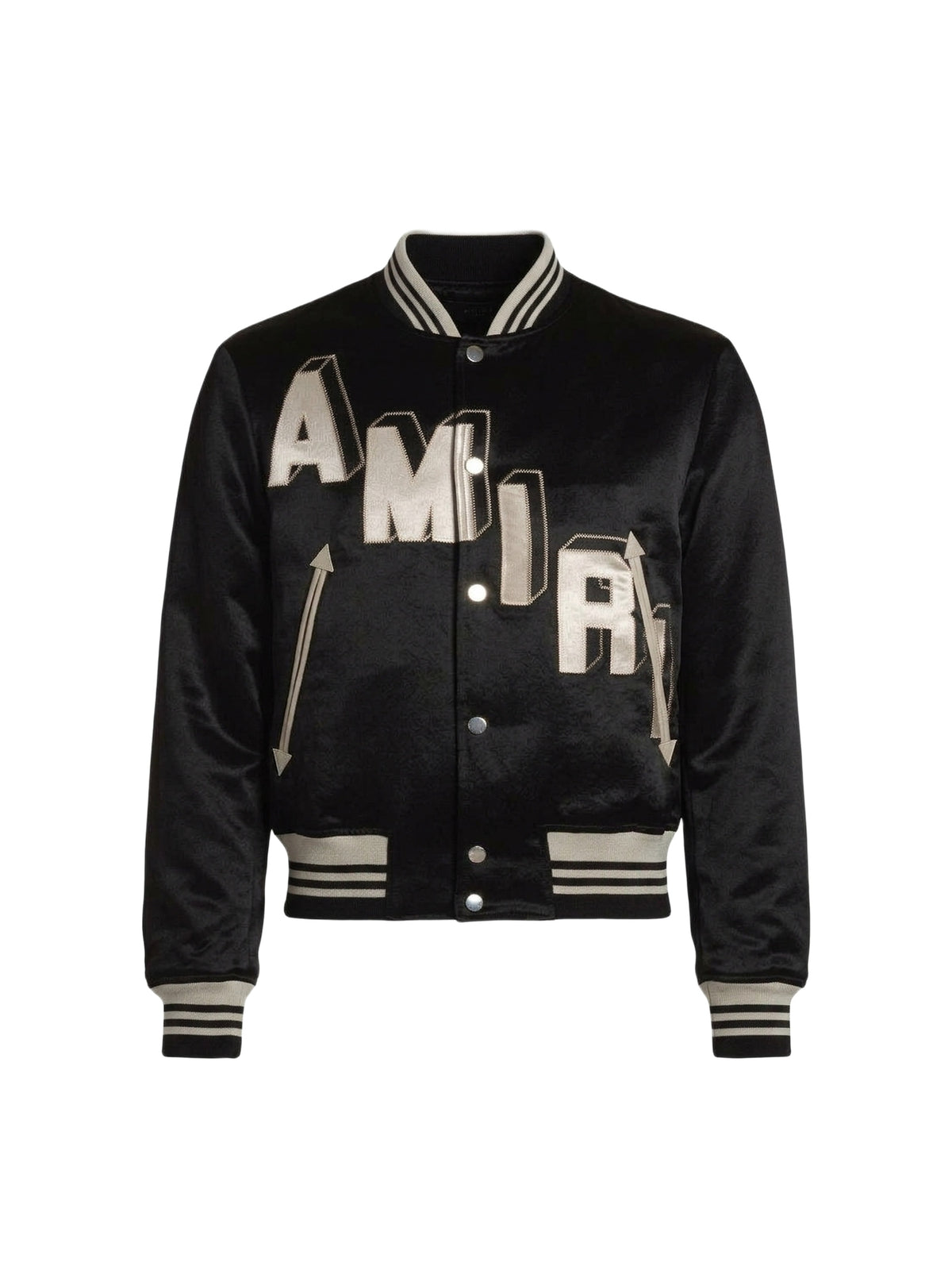 SATIN CROPPED VARSITY JACKET