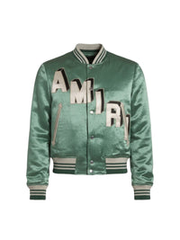 SATIN CROPPED VARSITY JACKET