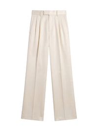 Pantalon en mélange de laine à double plis - Ivory
