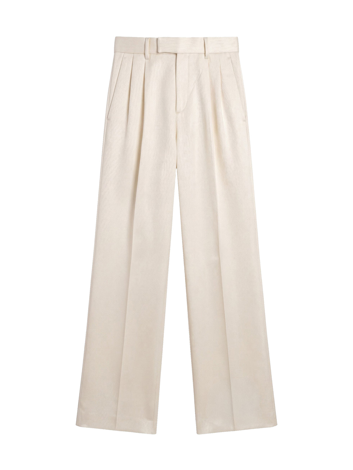 Pantalon en mélange de laine à double plis - Ivory