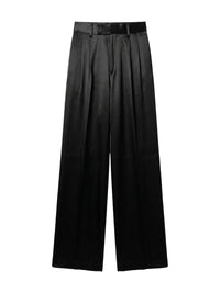 DOUBLE PLEAT SHINY TROUSER