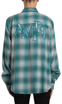 AMIRI STAGGERED PLAID FLANNEL