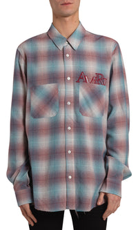 AMIRI STAGGERED PLAID FLANNEL