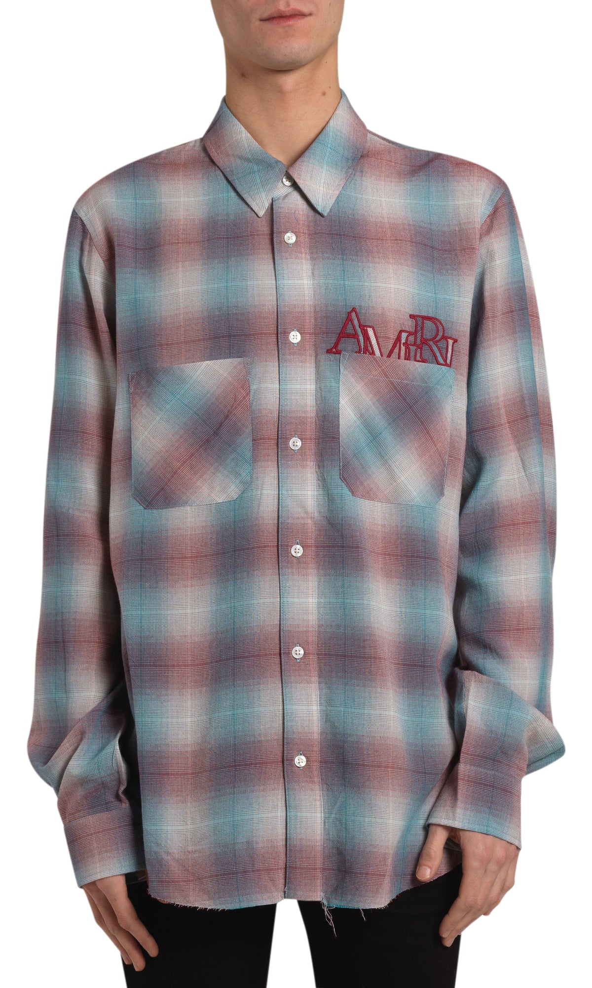 AMIRI STAGGERED PLAID FLANNEL