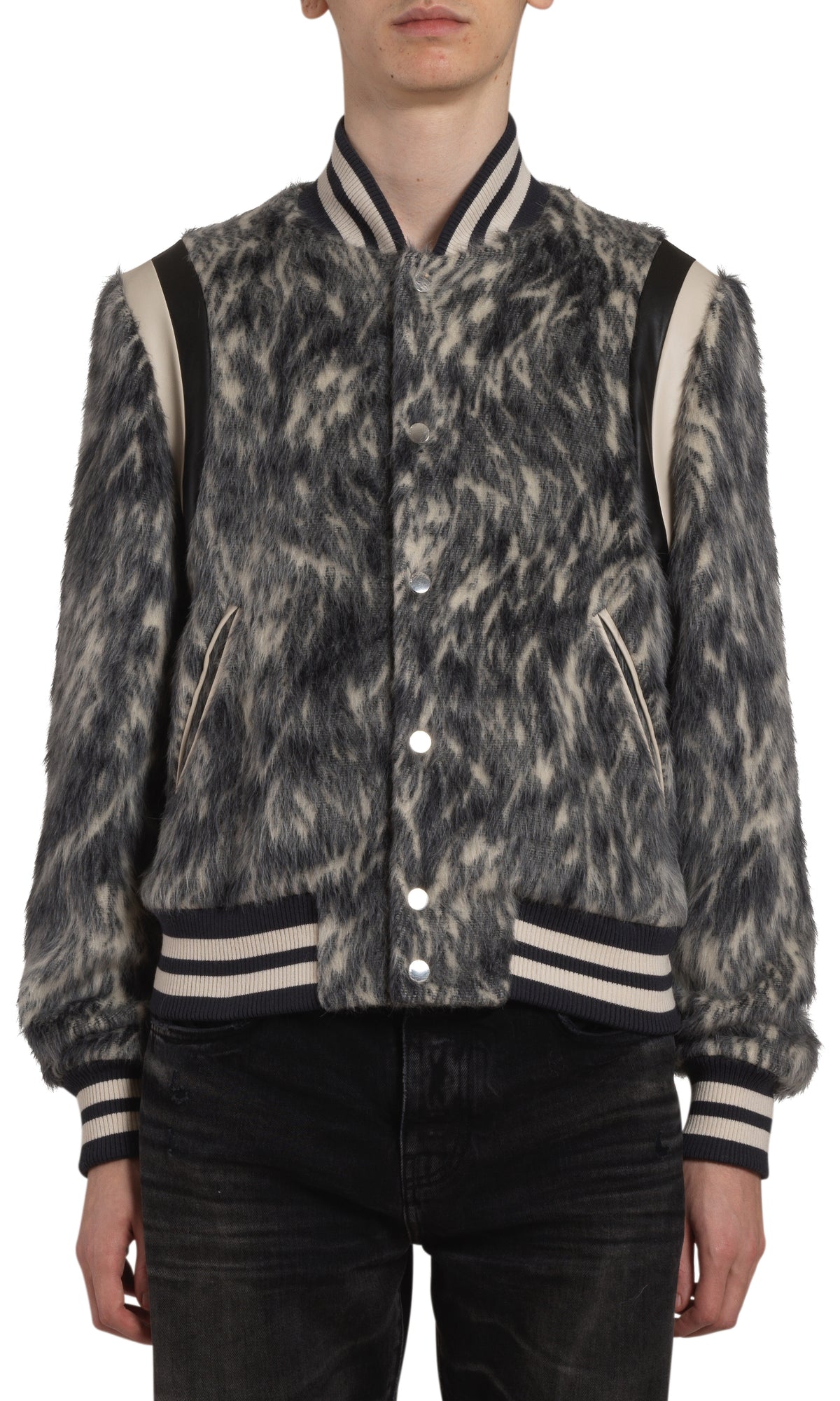 CROPPED WOOL VARSITY JCKT