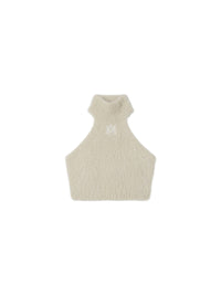 FURRY MOCK NECK HALTER TOP