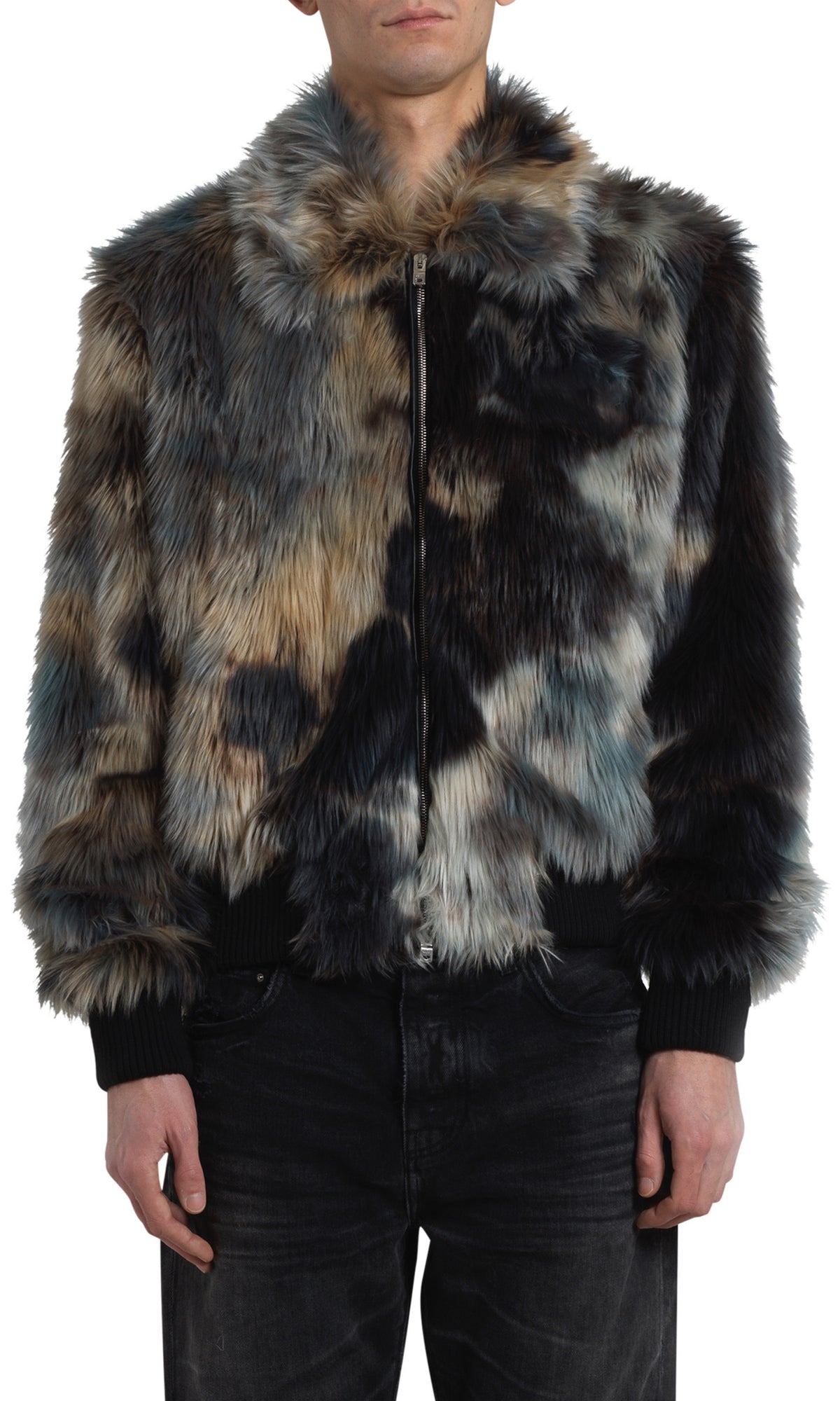 TIE DYE FAUX FUR BLOUSON