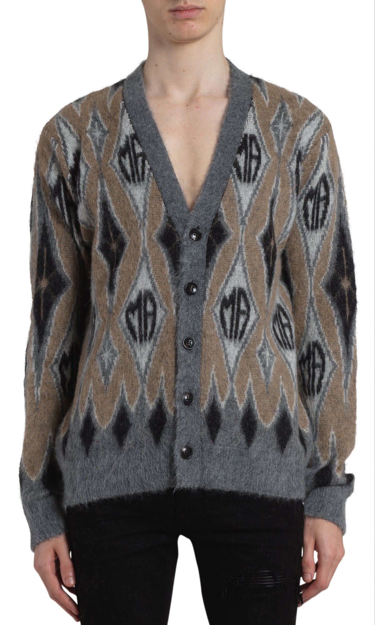 ARGYLE MOHAIR CARDIGAN