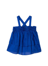 top smanicato con balza e arricciatura