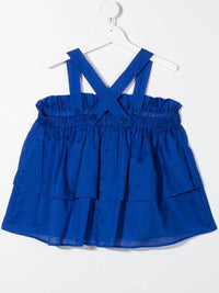 top smanicato con balza e arricciatura