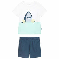 Shark print two-piece set - Bianco & Baia