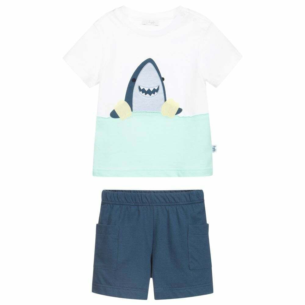 Shark print two-piece set - Bianco & Baia