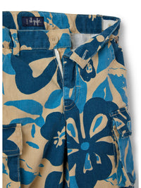 Bermuda en gabardine de coton à motif floral - Bluette