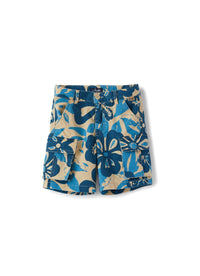 Bermuda en gabardine de coton à motif floral - Bluette