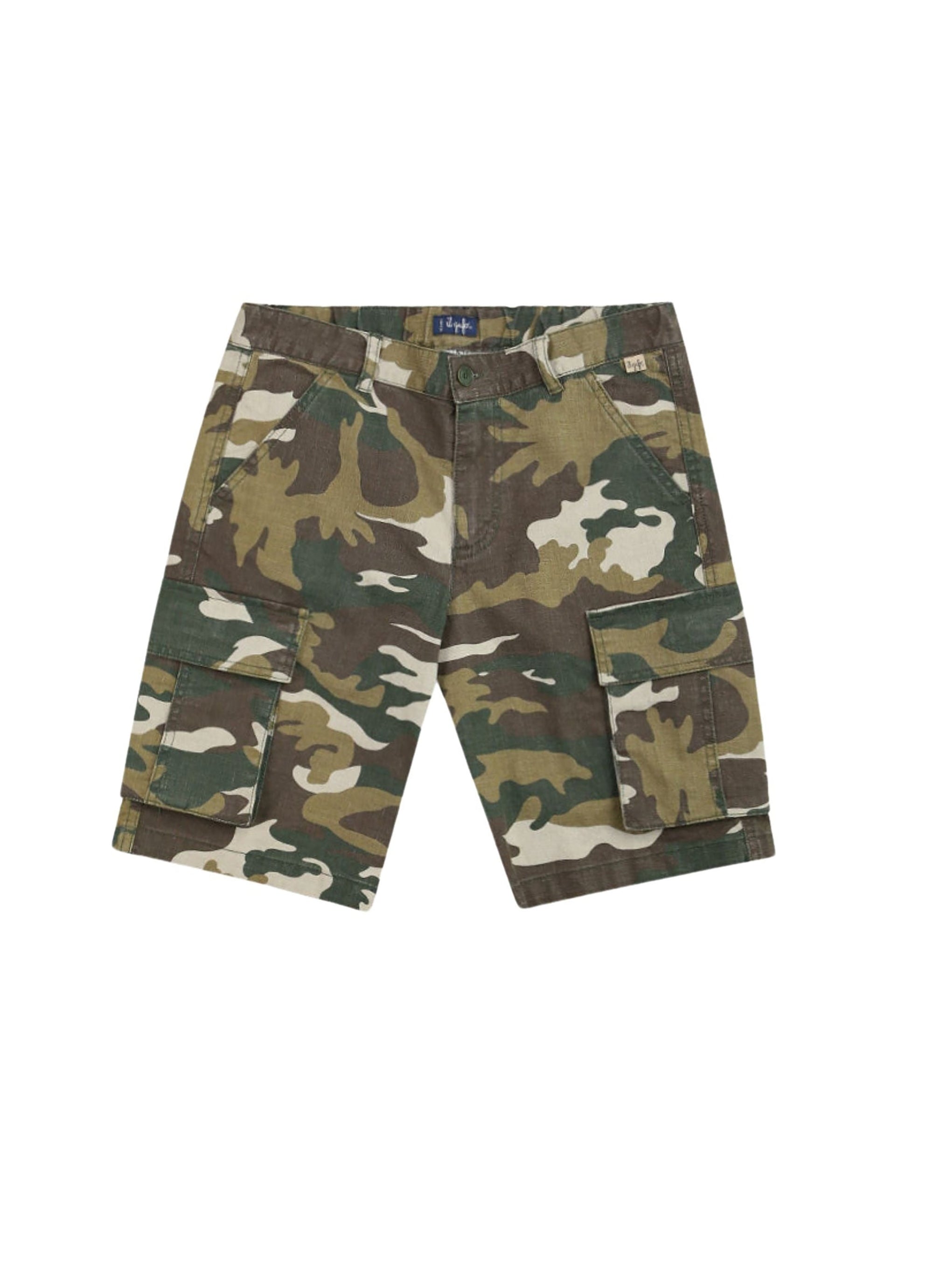 bermuda in gabardina di cotone con fantasia militare