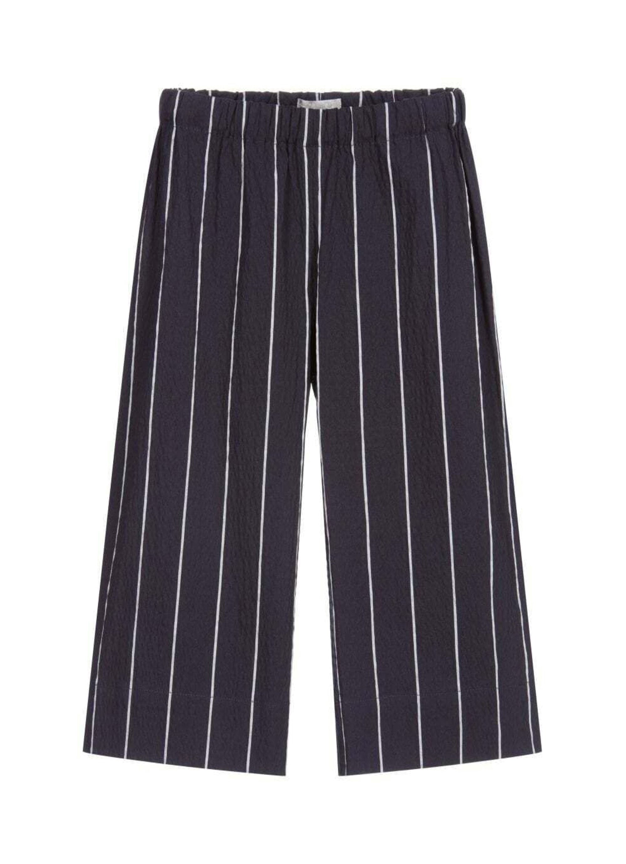 Pantalon culotte rayé à taille élastiquée - Blue