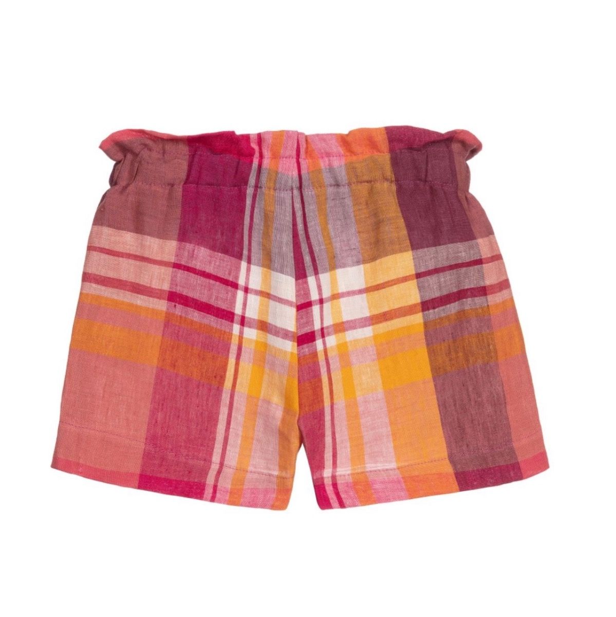 Checkered linen Bermuda shorts - Pitaya