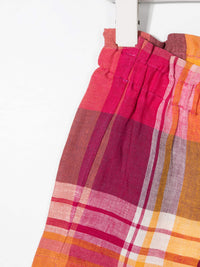 bermuda in lino con fantasia check multicolor