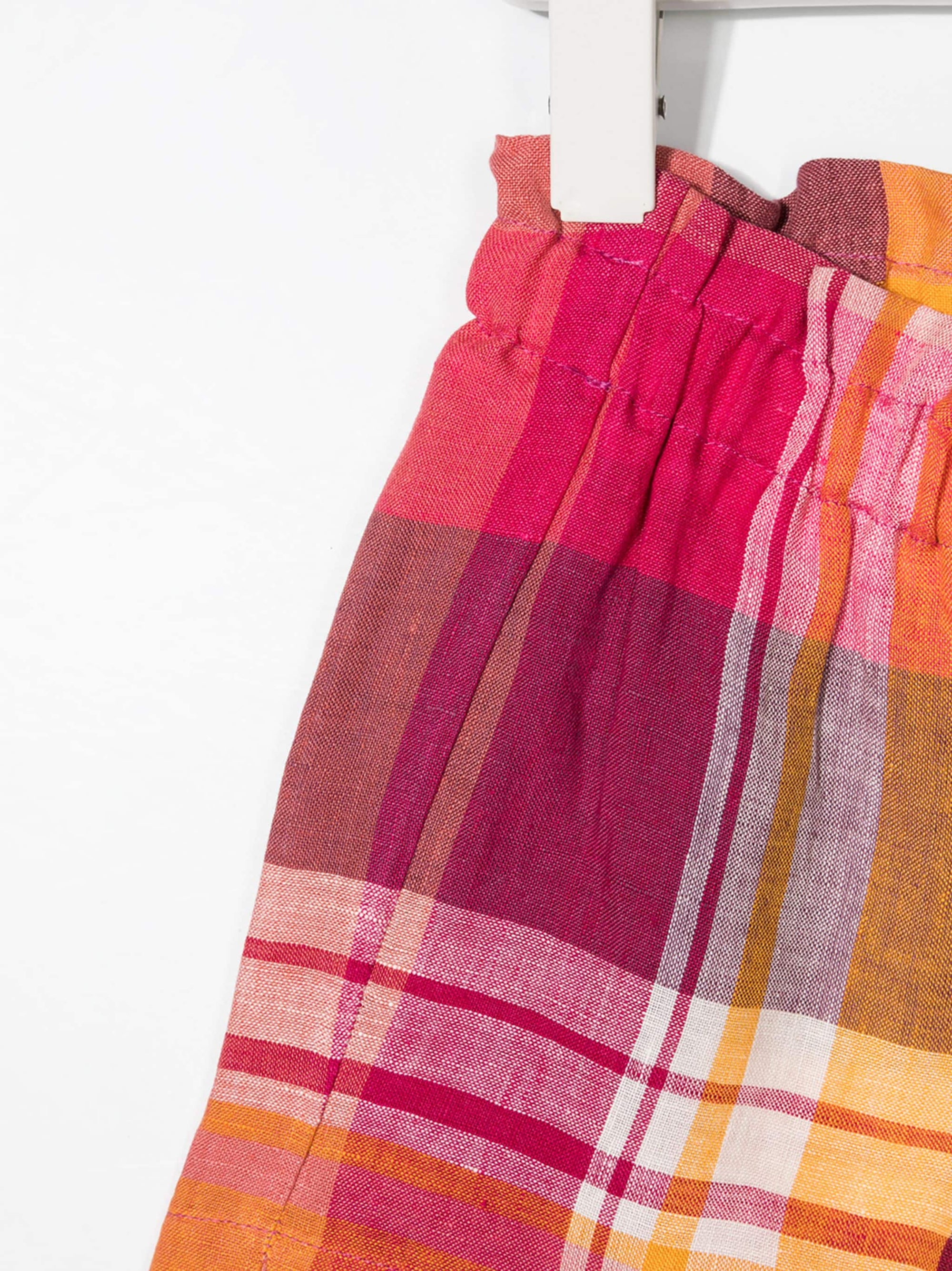 bermuda in lino con fantasia check multicolor