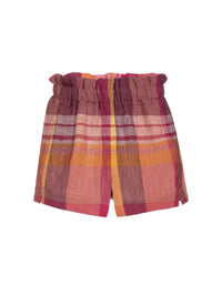 bermuda in lino con fantasia check multicolor