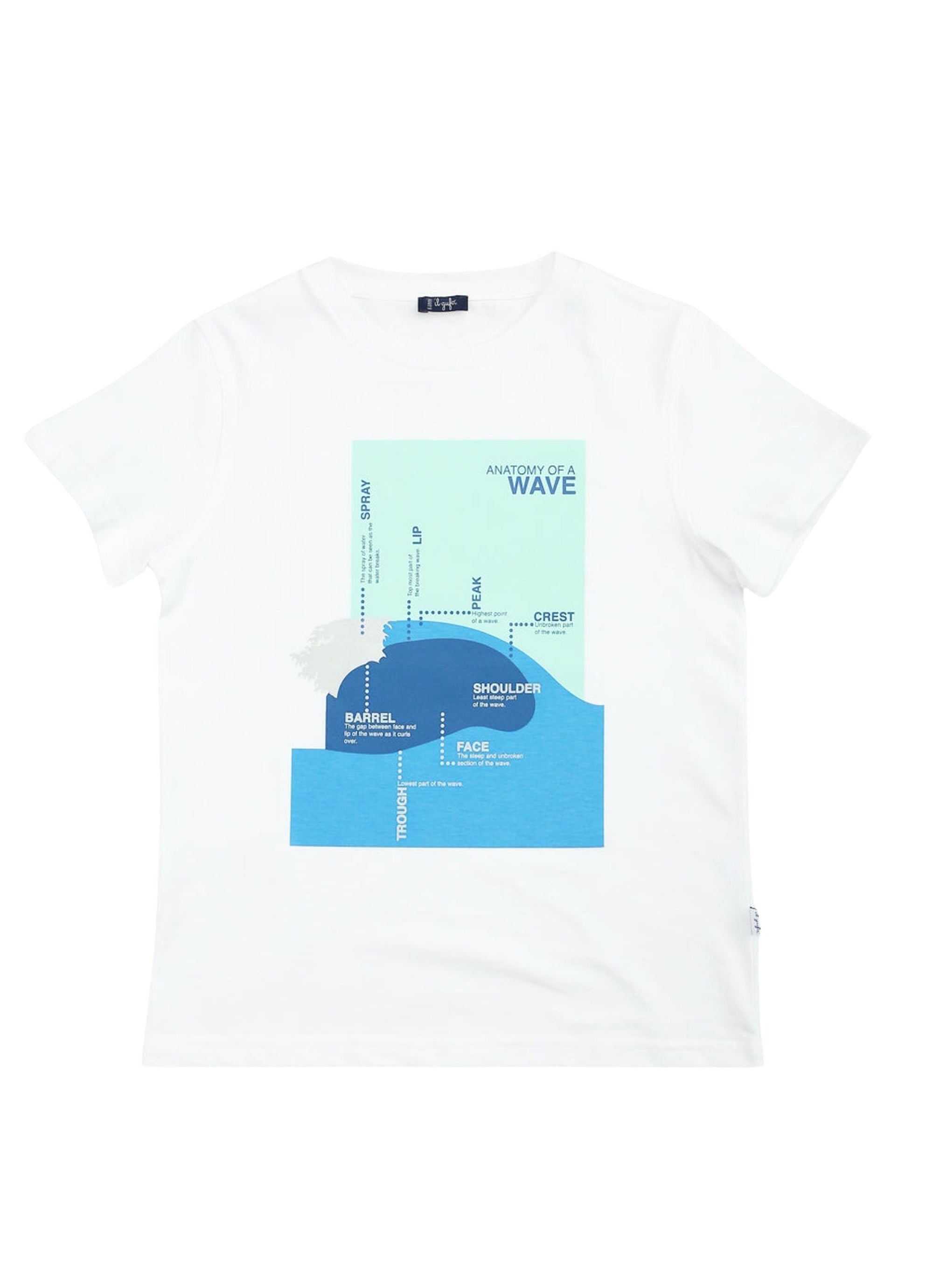 Wave print T-shirt - Bianco & Acquamarina