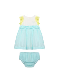 Two-tone ruffled set - Bianco & Oceano