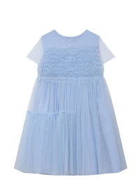 Ruffled tulle dress - Azzurro Topazio