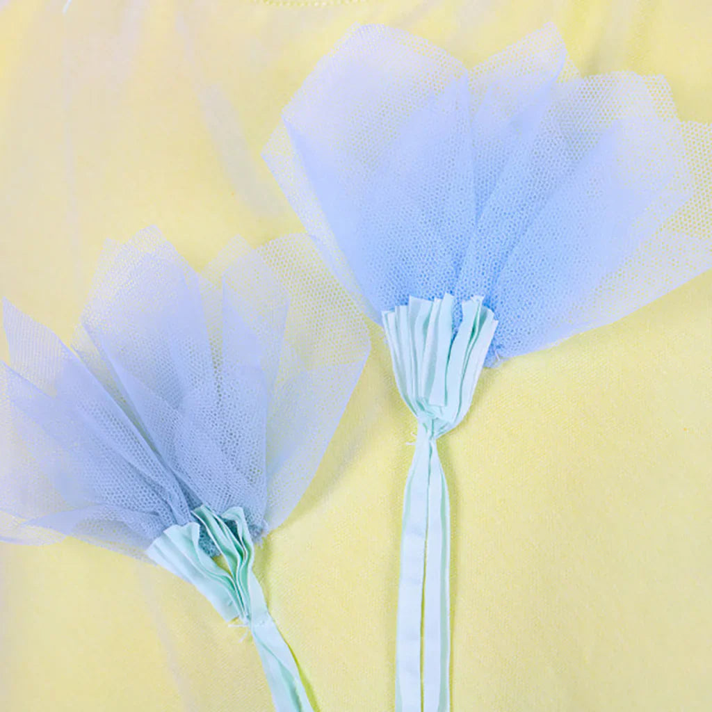 Short-sleeved dress with flowers - Luce & Acquamarina