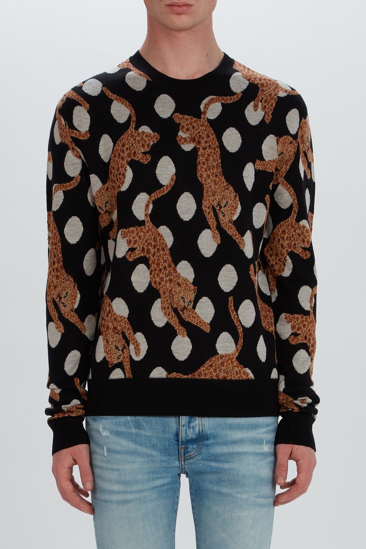 LEOPARD CRYSTAL CREWNECK