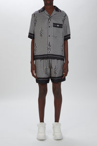 AMIRI HOUNDSTOOTH SILK SHORT