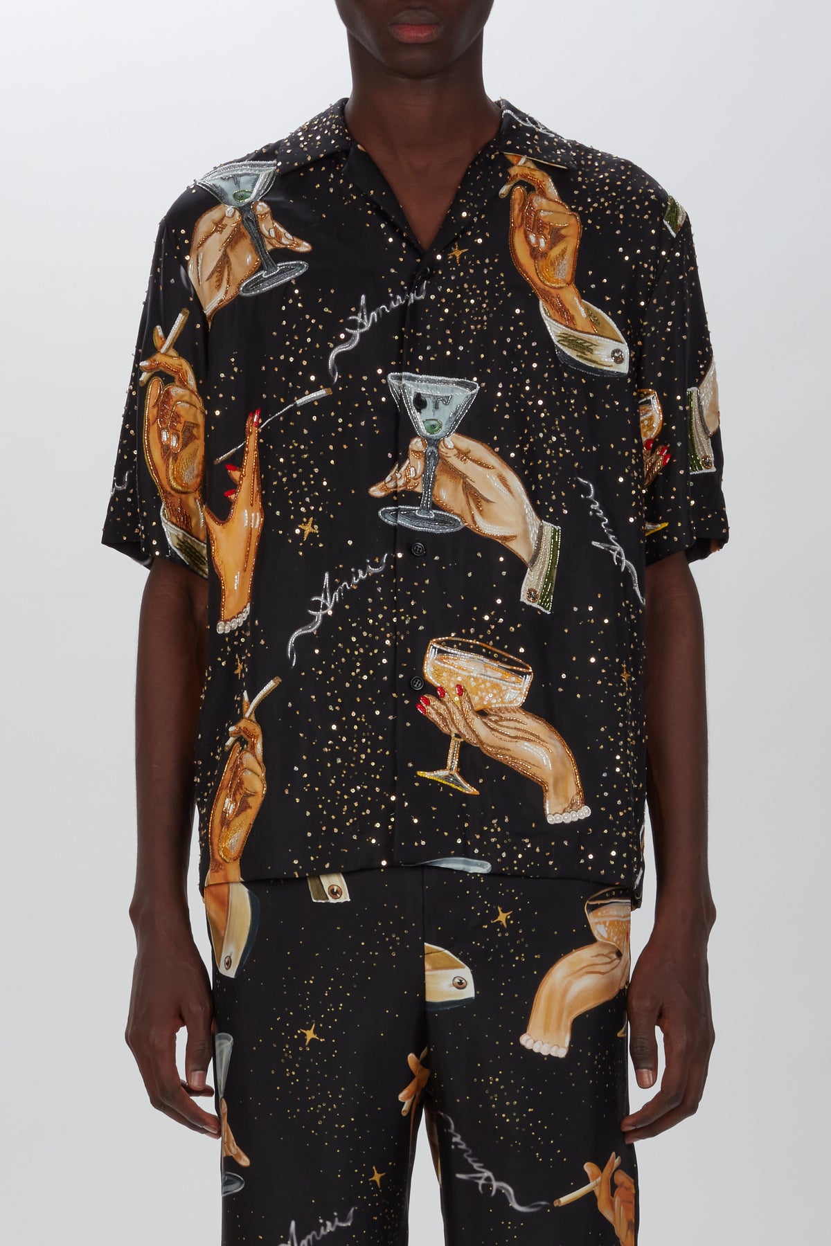 CHAMPAGNE CRYSTAL BOWLING SHIRT