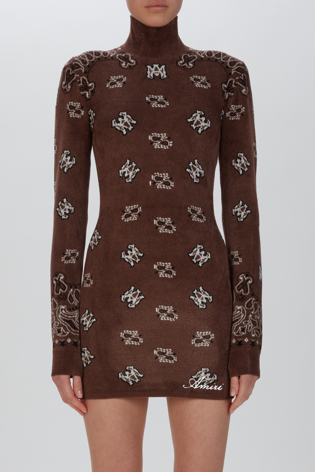 BANDANA MOCK NECK MINI DRESS