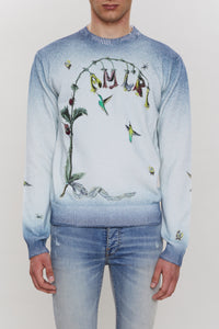 EMBROIDERED HUMMINGBIRD CREW