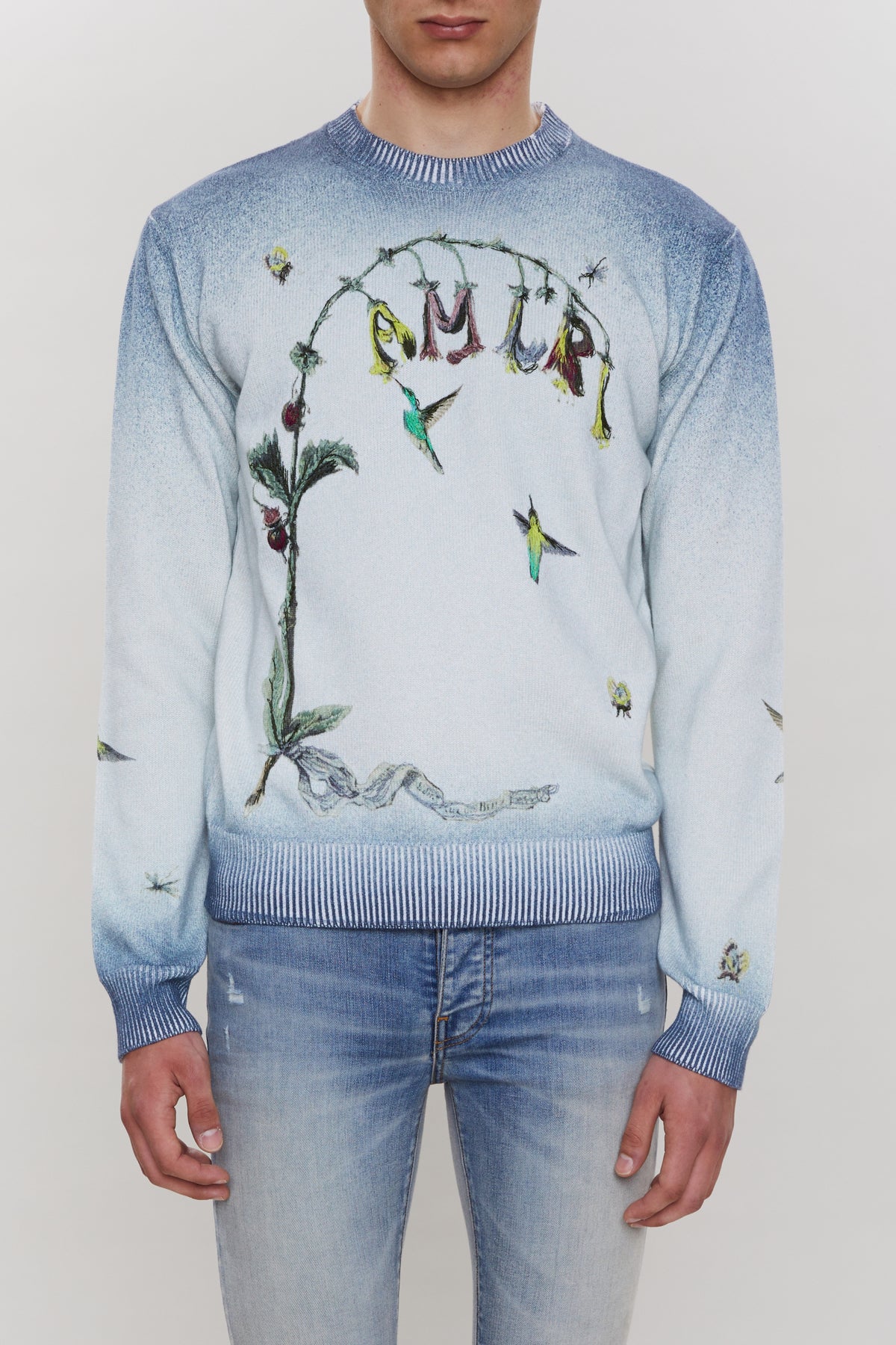 EMBROIDERED HUMMINGBIRD CREW